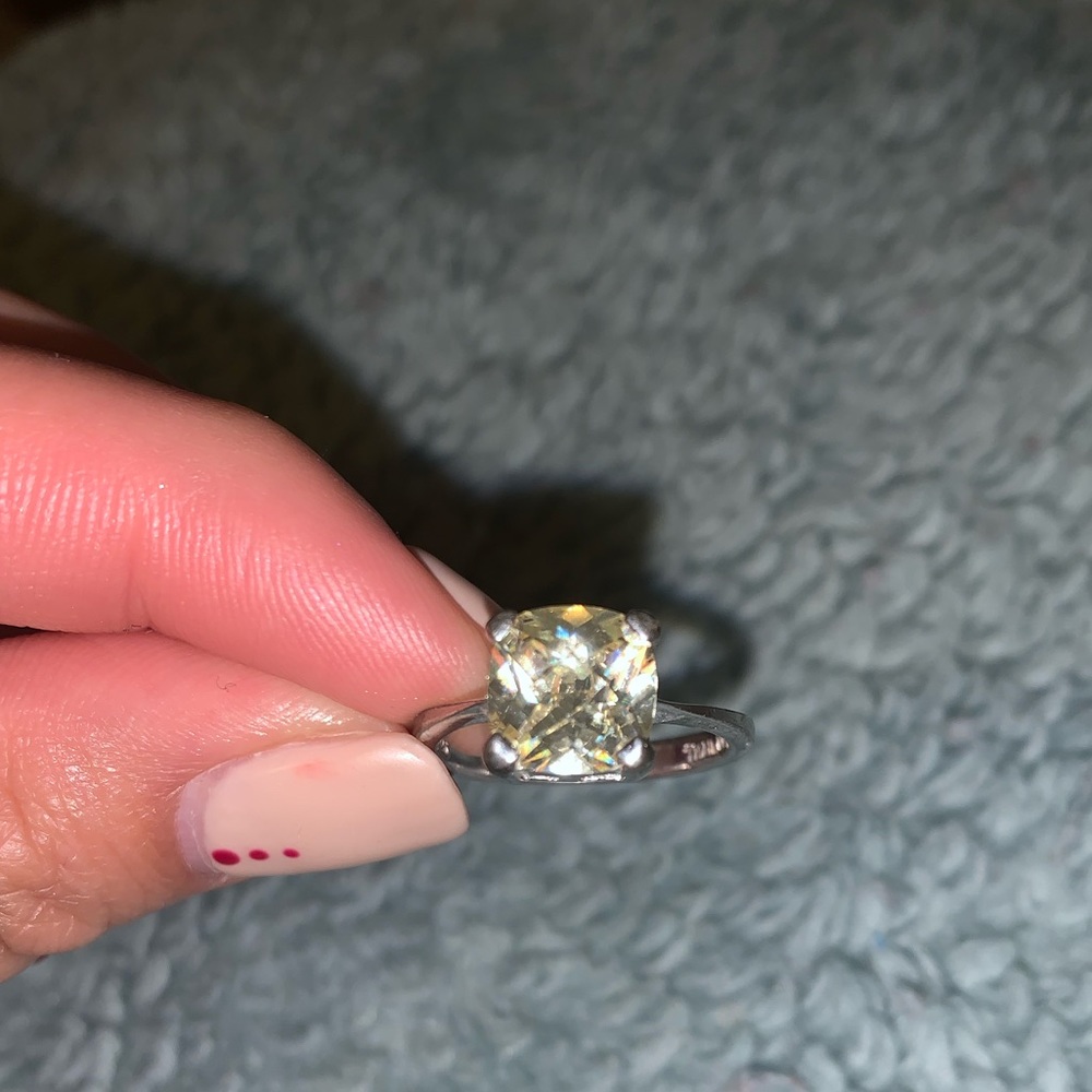 Yellow stone 925 sterling silver ring